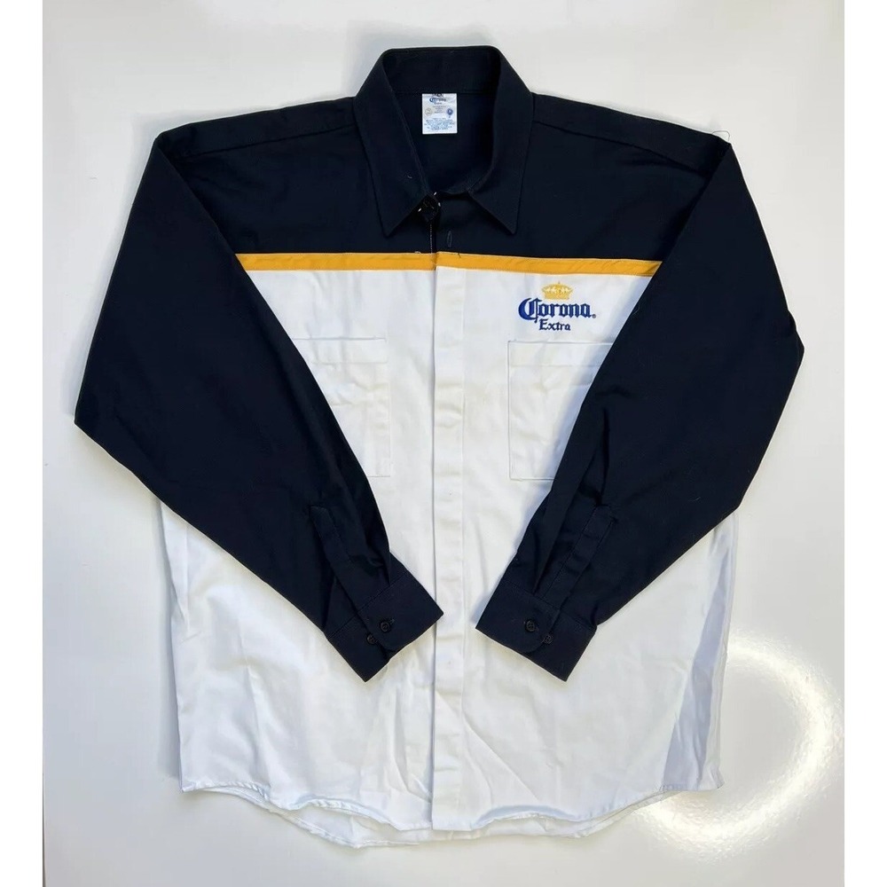 Corona Extra Uniform Shirt Navy White Yellow‎ Colorblock / Men's 42